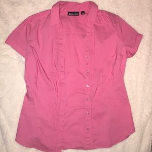 Short sleeve pink button down